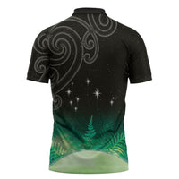 New Zealand Matariki Zipper Polo Shirt Pleiades Star Cluster Green Galaxy LT05 - Polynesian Pride
