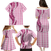 Pink Hawaii Palaka Family Matching Puletasi and Hawaiian Shirt Hawaiian Honohono Lei LT05 - Polynesian Pride