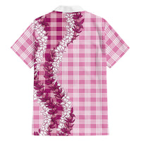 Pink Hawaii Palaka Family Matching Tank Maxi Dress and Hawaiian Shirt Hawaiian Honohono Lei LT05 - Polynesian Pride