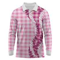 Pink Hawaii Palaka Long Sleeve Polo Shirt Hawaiian Honohono Lei LT05 Pink - Polynesian Pride