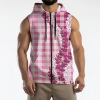 Pink Hawaii Palaka Sleeveless Zip Hoodie Hawaiian Honohono Lei LT05 - Polynesian Pride