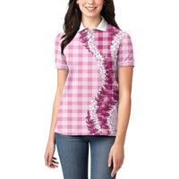 Pink Hawaii Palaka Women Polo Shirt Hawaiian Honohono Lei LT05 - Polynesian Pride