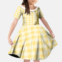 Yellow Hawaii Palaka Family Matching Summer Maxi Dress and Hawaiian Shirt Hawaiian Honohono Lei LT05 Daughter's Dress Yellow - Polynesian Pride
