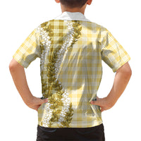 Yellow Hawaii Palaka Hawaiian Shirt Hawaiian Honohono Lei