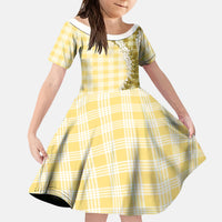 Yellow Hawaii Palaka Kid Short Sleeve Dress Hawaiian Honohono Lei LT05 KID Yellow - Polynesian Pride