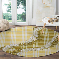 Yellow Hawaii Palaka Round Carpet Hawaiian Honohono Lei