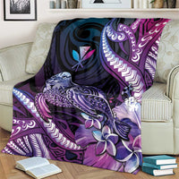 Hawaiian Monk Seal Blanket Kakau Tribal Pattern Violet Gradient