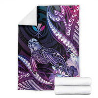 Hawaiian Monk Seal Blanket Kakau Tribal Pattern Violet Gradient