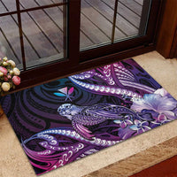 Hawaiian Monk Seal Rubber Doormat Kakau Tribal Pattern Violet Gradient