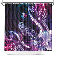 Hawaiian Monk Seal Shower Curtain Kakau Tribal Pattern Violet Gradient