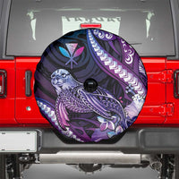 Hawaiian Monk Seal Spare Tire Cover Kakau Tribal Pattern Violet Gradient