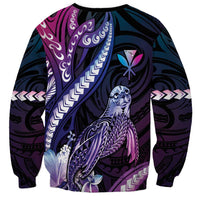 Hawaiian Monk Seal Sweatshirt Kakau Tribal Pattern Violet Gradient