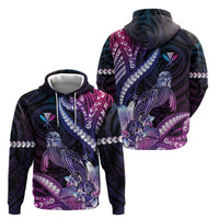 Hawaiian Monk Seal Zip Hoodie Kakau Tribal Pattern Violet Gradient