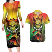 Vanuatu July 30th 1980 Couples Matching Long Sleeve Bodycon Dress and Hawaiian Shirt Happy Independence Day - Polynesian Pride