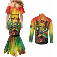 Vanuatu July 30th 1980 Couples Matching Mermaid Dress and Long Sleeve Button Shirt Happy Independence Day - Polynesian Pride