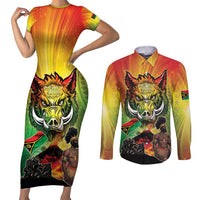 Vanuatu July 30th 1980 Couples Matching Short Sleeve Bodycon Dress and Long Sleeve Button Shirt Happy Independence Day - Polynesian Pride