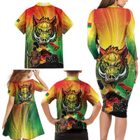 Vanuatu July 30th 1980 Family Matching Long Sleeve Bodycon Dress and Hawaiian Shirt Happy Independence Day - Polynesian Pride