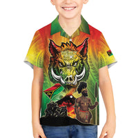 Vanuatu July 30th 1980 Family Matching Off The Shoulder Long Sleeve Dress and Hawaiian Shirt Happy Independence Day - Polynesian Pride