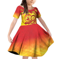 Vanuatu 45 Yia Indipendens Anivesari Family Matching Off Shoulder Short Dress and Hawaiian Shirt Tamtam Drum With Boar Tusk - Polynesian Pride