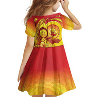 Vanuatu 45 Yia Indipendens Anivesari Family Matching Short Sleeve Bodycon Dress and Hawaiian Shirt Tamtam Drum With Boar Tusk LT05 - Polynesian Pride