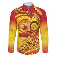 Vanuatu 45 Yia Indipendens Anivesari Family Matching Short Sleeve Bodycon Dress and Hawaiian Shirt Tamtam Drum With Boar Tusk - Polynesian Pride