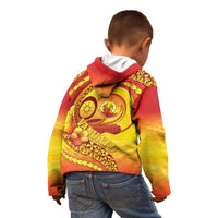 Vanuatu 45 Yia Indipendens Anivesari Kid Hoodie Tamtam Drum With Boar Tusk - Polynesian Pride