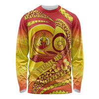 Vanuatu 45 Yia Indipendens Anivesari Long Sleeve Shirt Tamtam Drum With Boar Tusk - Polynesian Pride