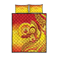 Vanuatu 45 Yia Indipendens Anivesari Quilt Bed Set Tamtam Drum With Boar Tusk - Polynesian Pride