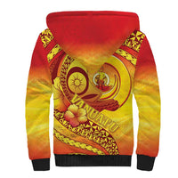 Vanuatu 45 Yia Indipendens Anivesari Sherpa Hoodie Tamtam Drum With Boar Tusk - Polynesian Pride