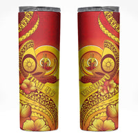 Vanuatu 45 Yia Indipendens Anivesari Skinny Tumbler Tamtam Drum With Boar Tusk - Polynesian Pride
