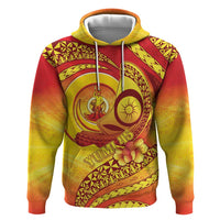 Vanuatu 45 Yia Indipendens Anivesari Zip Hoodie Tamtam Drum With Boar Tusk - Polynesian Pride