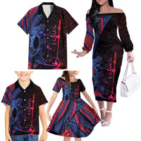 Samoan Pride Family Matching Off The Shoulder Long Sleeve Dress and Hawaiian Shirt The Tui Manua - Polynesian Pride