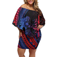 Samoan Pride Off Shoulder Short Dress The Tui Manua LT05 Women Black - Polynesian Pride