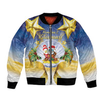 Niue Christmas Bomber Jacket Seashell Santa Beach Vibes - Polynesian Pride