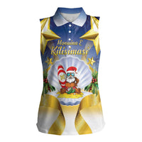 Niue Christmas Women Sleeveless Polo Shirt Seashell Santa Beach Vibes - Polynesian Pride