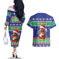 New Zealand Christmas Couples Matching Off The Shoulder Long Sleeve Dress and Hawaiian Shirt Have Yourself A Kiwi-tastic Christmas LT05 - Polynesian Pride