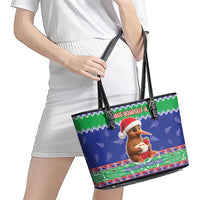 New Zealand Christmas Leather Tote Bag Have Yourself A Kiwi-tastic Christmas LT05 - Polynesian Pride