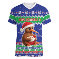 New Zealand Christmas Women V-Neck T-Shirt Have Yourself A Kiwi-tastic Christmas - Polynesian Pride