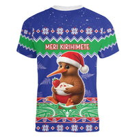 New Zealand Christmas Women V-Neck T-Shirt Have Yourself A Kiwi-tastic Christmas - Polynesian Pride