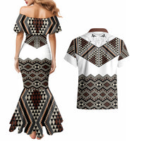 New Zealand Aotearoa Couples Matching Mermaid Dress and Hawaiian Shirt Taniko Art Simple Style LT05 - Polynesian Pride