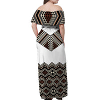 New Zealand Aotearoa Off Shoulder Maxi Dress Taniko Art Simple Style LT05 - Polynesian Pride