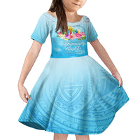 Universal Human Rights Month Family Matching Tank Maxi Dress and Hawaiian Shirt Polynesian Style LT05 Daughter's Dress Blue - Polynesian Pride