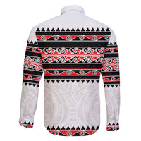 New Zealand Aotearoa Family Matching Long Sleeve Bodycon Dress and Hawaiian Shirt With Kowhaiwhai Pattern Red Version LT05 - Polynesian Pride