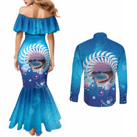 New Zealand Matapouri Beach Landscape Couples Matching Mermaid Dress and Long Sleeve Button Shirt