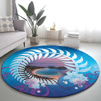 New Zealand Matapouri Beach Landscape Round Carpet