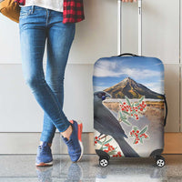 New Zealand Mount Taranaki Landscape Luggage Cover Kokako Bird Polynesian Style LT05 - Polynesian Pride