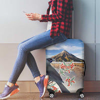 New Zealand Mount Taranaki Landscape Luggage Cover Kokako Bird Polynesian Style LT05 - Polynesian Pride
