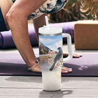 New Zealand Mount Taranaki Landscape Tumbler With Handle Kokako Bird Polynesian Style LT05 - Polynesian Pride