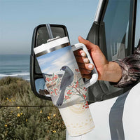 New Zealand Mount Taranaki Landscape Tumbler With Handle Kokako Bird Polynesian Style LT05 - Polynesian Pride