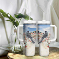 New Zealand Mount Taranaki Landscape Tumbler With Handle Kokako Bird Polynesian Style LT05 - Polynesian Pride